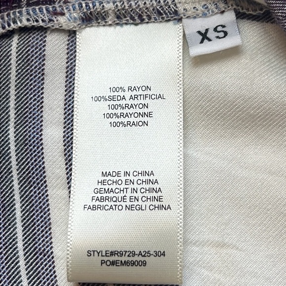 Anthropologie Cloth & Stone XS Glacier Plaid Blouse White Blue Check - Picture 6 of 9